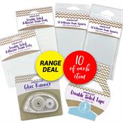 ADHESIVE BUNDLE, ASSORTED DOTS  SQUARES  TAPE AND RUNNER